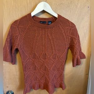 Moda International wool blend flutter sleeve sweater top